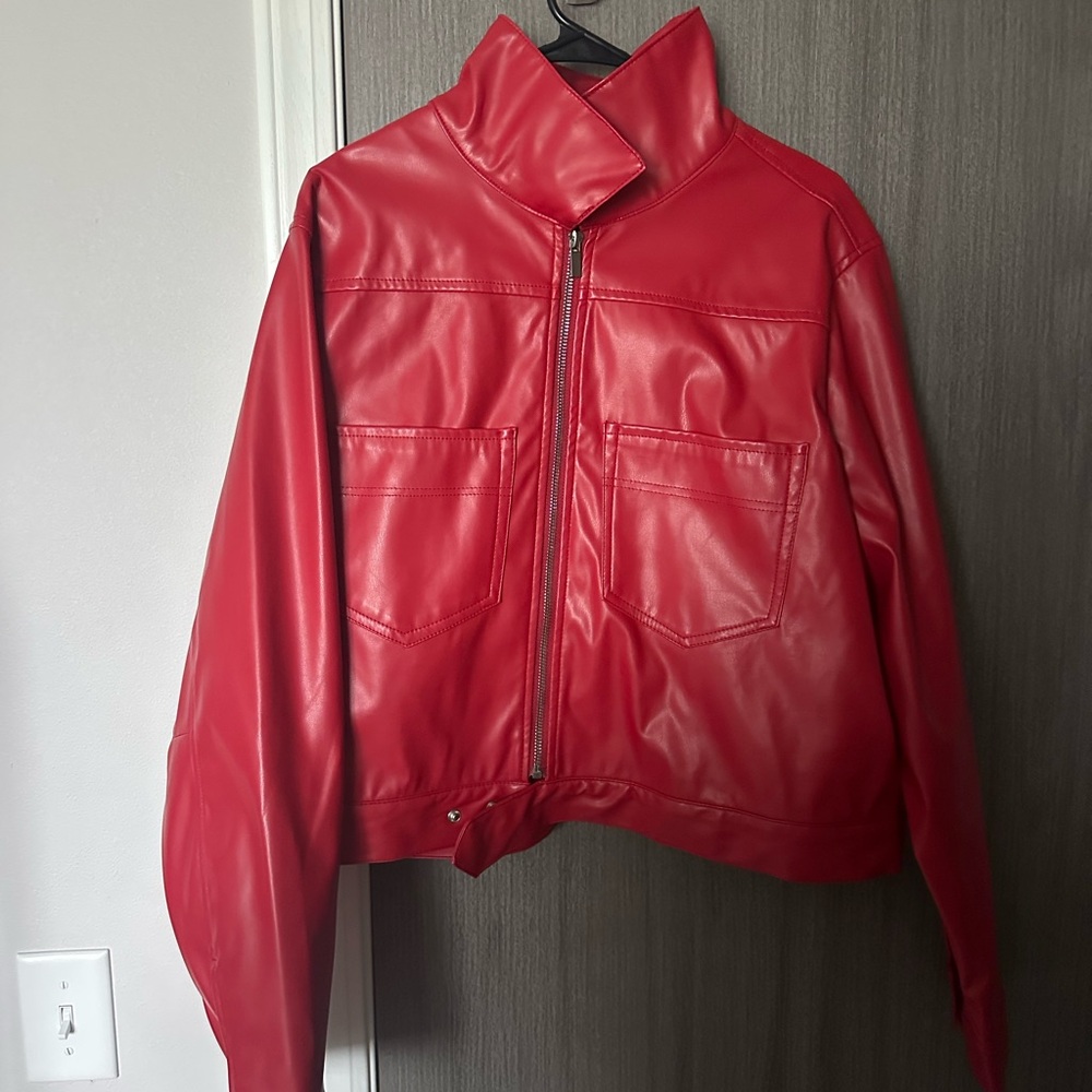 Red leather jacket